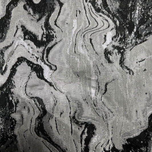 Onyx MILANO Jacquard Print Metallic Marbleized Fabric - Fabrics Star