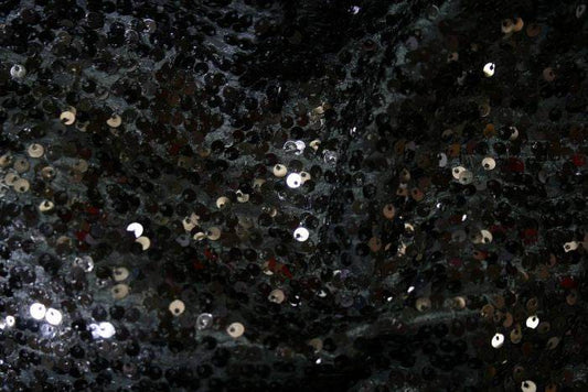 black Milton Taffeta Sequin Fabric - Fabrics Star