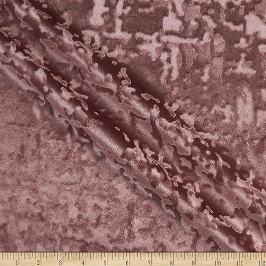 Mauve Abstract Crushed Velvet Fabric - Fabrics Star