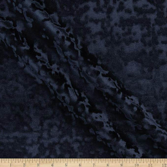 Navy Abstract Crushed Velvet Fabric - Fabrics Star
