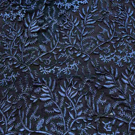 Navy OMAHA Glitter Embroidered Mesh Fabric. Lace Netting Material 53 Inch in Width Fabric - Fabrics Star