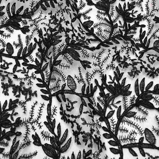 Onyx OMAHA Glitter Embroidered Mesh Fabric. Lace Netting Material 53 Inch in Width Fabric - Fabrics Star