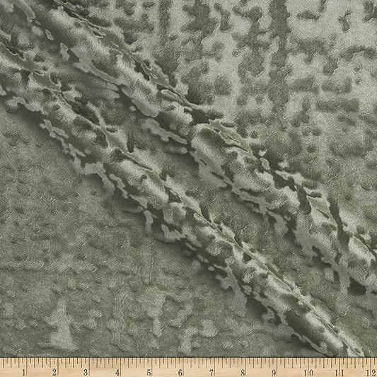 Olive Abstract Crushed Velvet Fabric - Fabrics Star