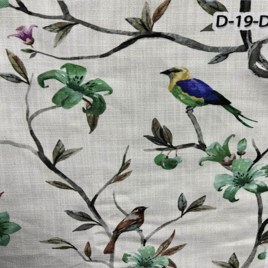 Mint Parrot Digital Print Fabric - Cotton Hand - 58 Inch. in Width Fabric - Fabrics Star