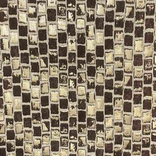 Brick PATIO Jacquard Print Metallic Fabric - Fabrics Star