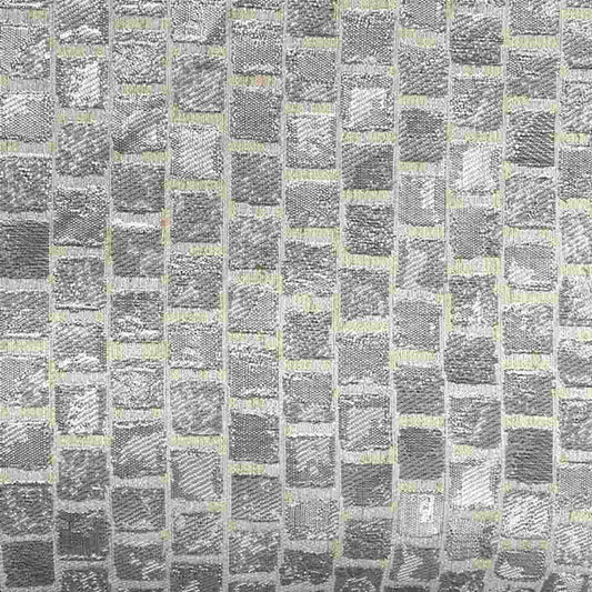 Silver PATIO Jacquard Print Metallic Fabric - Fabrics Star