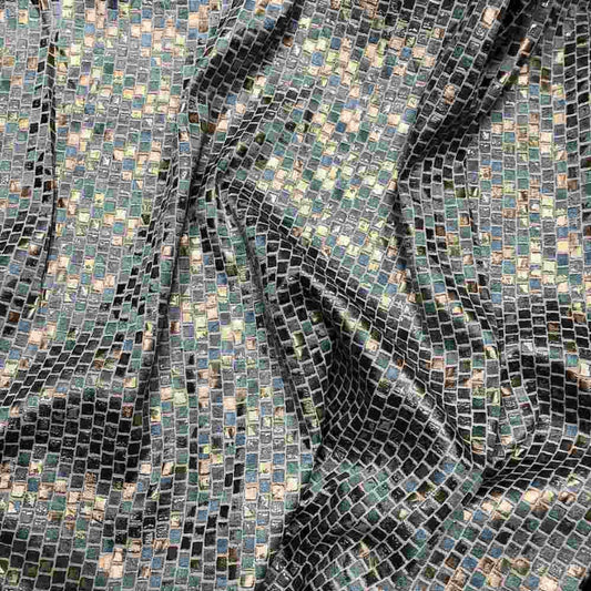 Sky Blue PATIO Jacquard Print Metallic Fabric - Fabrics Star
