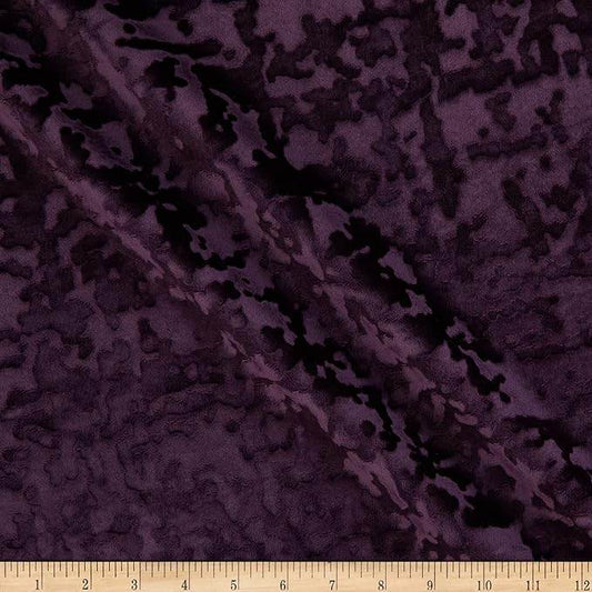 Plum Abstract Crushed Velvet Fabric - Fabrics Star
