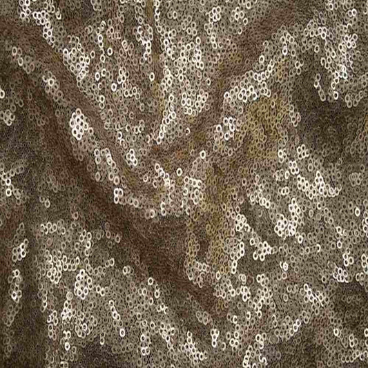 Champagne QUINCY Sequin Fabric on Mesh Material Fabric - Fabrics Star
