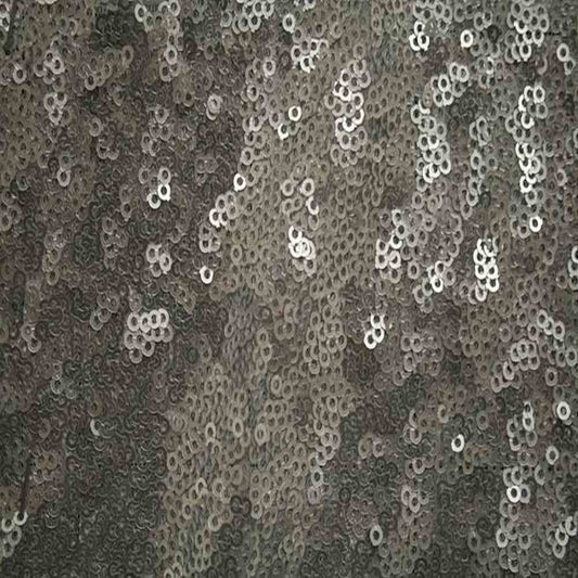Dull Silver QUINCY Sequin Fabric on Mesh Material Fabric - Fabrics Star