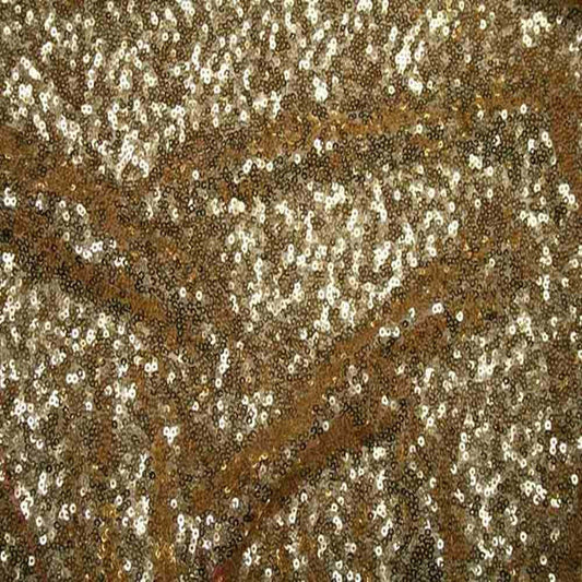 Gold QUINCY Sequin Fabric on Mesh Material Fabric - Fabrics Star