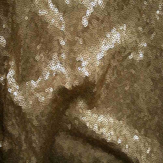 Mocha QUINCY Sequin Fabric on Mesh Material Fabric - Fabrics Star