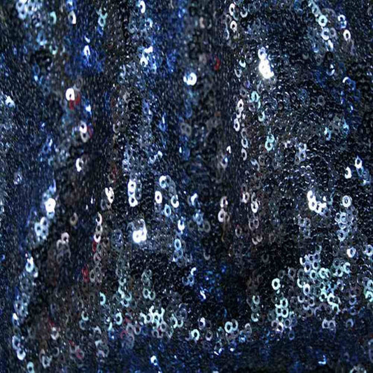 Navy QUINCY Sequin Fabric on Mesh Material Fabric - Fabrics Star