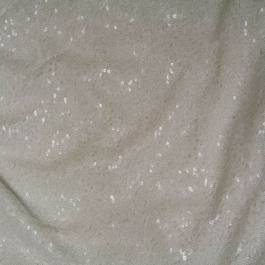 White QUINCY Sequin Fabric on Mesh Material Fabric - Fabrics Star
