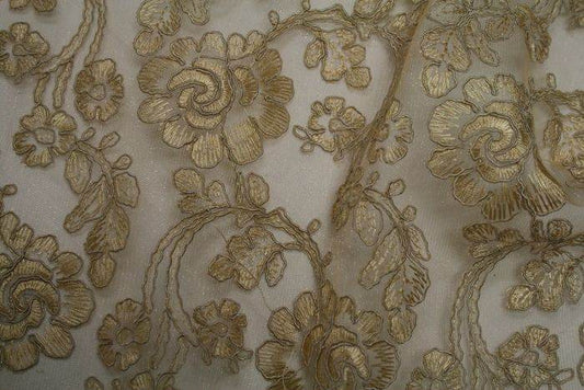 antique-gold ROSEDALE Lace Fabric - Fabrics Star