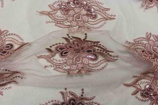 blush ROUNDAROSE Lace Fabric - Fabrics Star