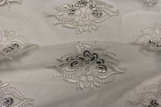 ivory ROUNDAROSE Lace Fabric - Fabrics Star