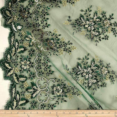 Rowley Sequin Embroidered Mesh Fabric. Lace Netting Material - 52 Inch in Width | Home Decor - Fabrics Star