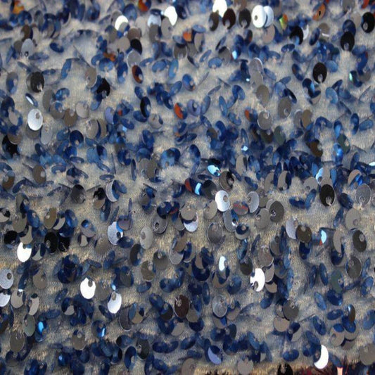 Blue Stretch Velvet Sequin Fabric - Fabrics Star