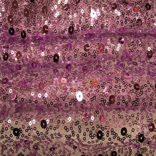 Dusty Pink SPRINKLE Two Size Sequin Fabric on Sheer Material Fabric - Fabrics Star