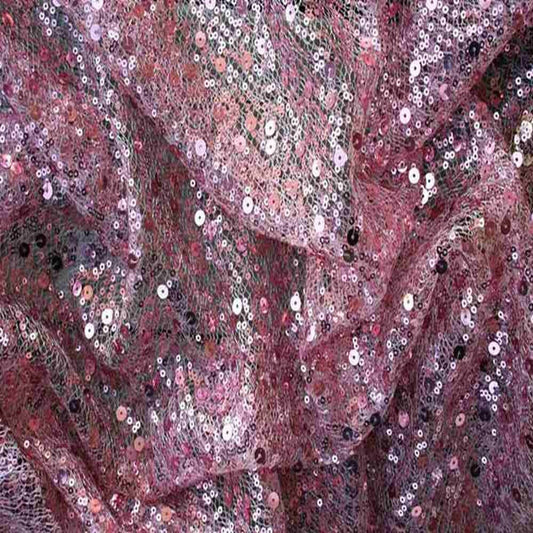 Lilac SPRINKLE Two Size Sequin Fabric on Sheer Material Fabric - Fabrics Star