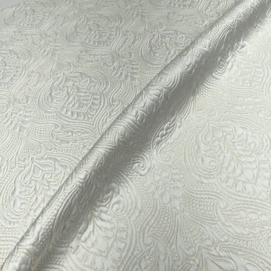 Off White Treasure Jacquard Fabric - Fabrics Star