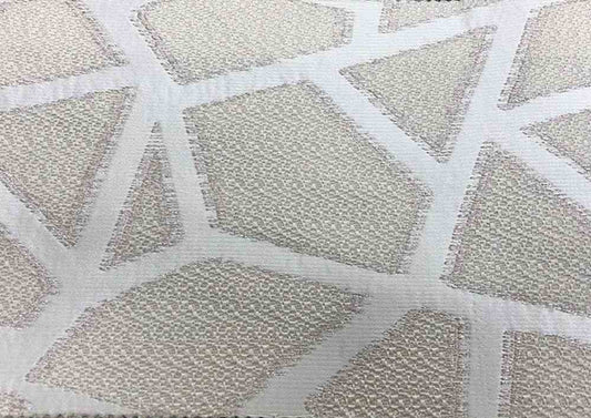 White Triangle Metallic Jacquard Fabric - Fabrics Star