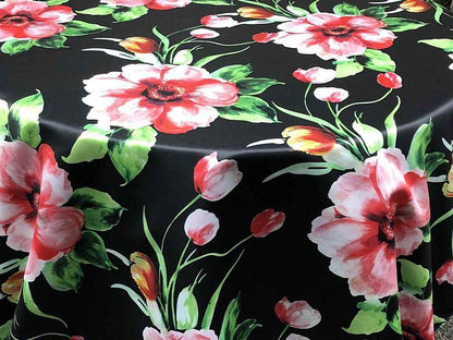 TROPICAL Floral Digital Print Satin Fabric - Cotton Hand - 58 Inch. in Width, | Home Decor