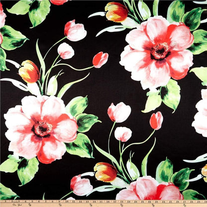 TROPICAL Floral Digital Print Satin Fabric - Cotton Hand - 58 Inch. in Width, | Home Decor