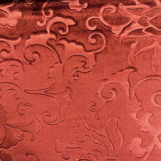 Burgundy Brocade Velvet Fabric by the Yard — 72 inch wide embossed velvet — Vails Collection — Fabrics Star