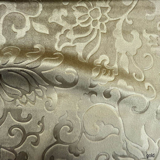 Gold Brocade Velvet Fabric by the Yard — 72 inch wide embossed velvet — Vails Collection — Fabrics Star