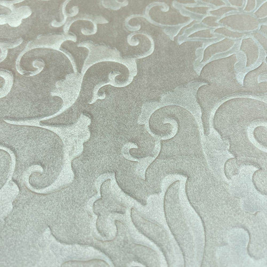 Ivory Brocade Velvet Fabric by the Yard — 72 inch wide embossed velvet — Vails Collection — Fabrics Star