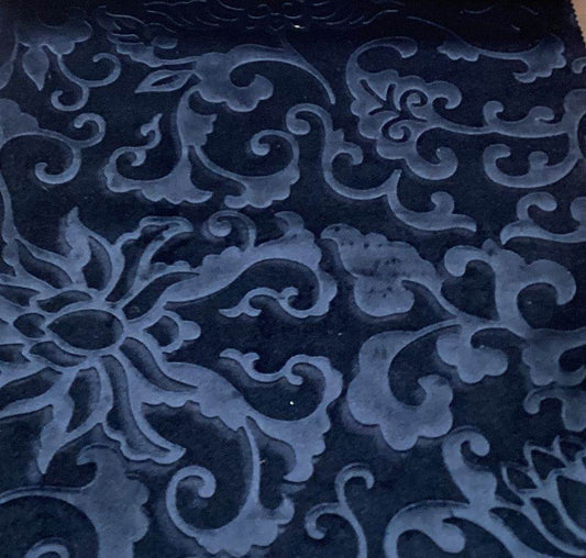 Navy Brocade Velvet Fabric by the Yard — 72 inch wide embossed velvet — Vails Collection — Fabrics Star