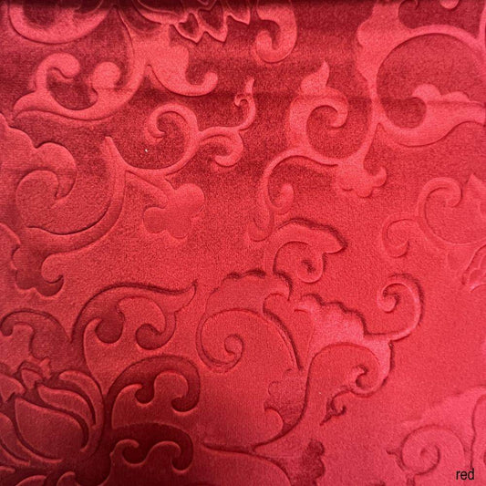 Red Brocade Velvet Fabric by the Yard — 72 inch wide embossed velvet — Vails Collection — Fabrics Star