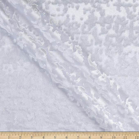 White Abstract Crushed Velvet Fabric - Fabrics Star