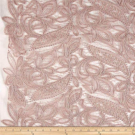 Blush CREATION Glitter Embroidered Mesh Fabric. Lace Netting Material 52 Inch in Width Fabric - Fabrics Star