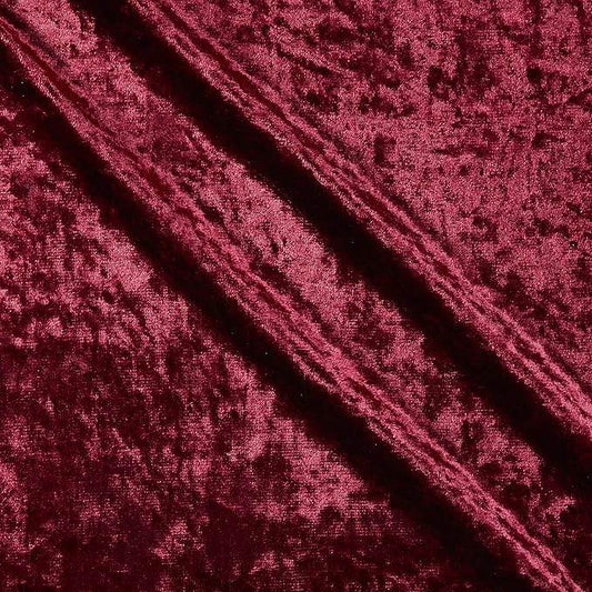 Burgundy Shiny Crushed Velvet Fabric - Fabrics Star