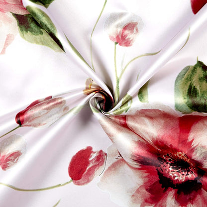 TROPICAL Floral Digital Print Satin Fabric - Cotton Hand - 58 Inch. in Width, | Home Decor