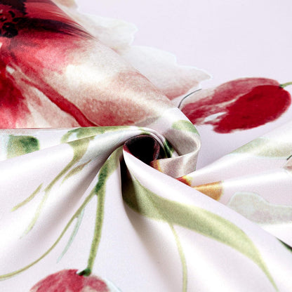 TROPICAL Floral Digital Print Satin Fabric - Cotton Hand - 58 Inch. in Width, | Home Decor